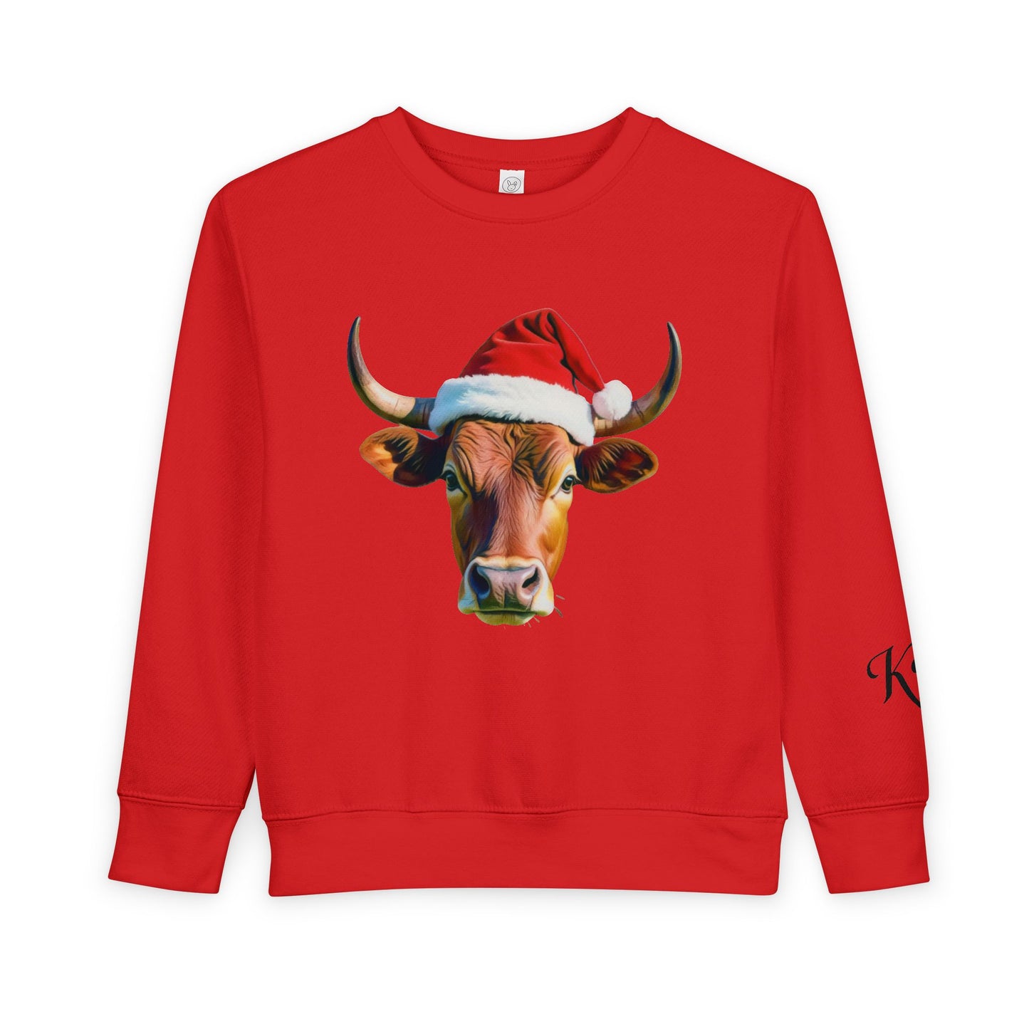 Festive Cow Toddler Sweatshirt - Christmas Apparel, Cute Kid's Winter Wear, Holiday Gift, Fun Festive Outfit, Animal Print Clothing