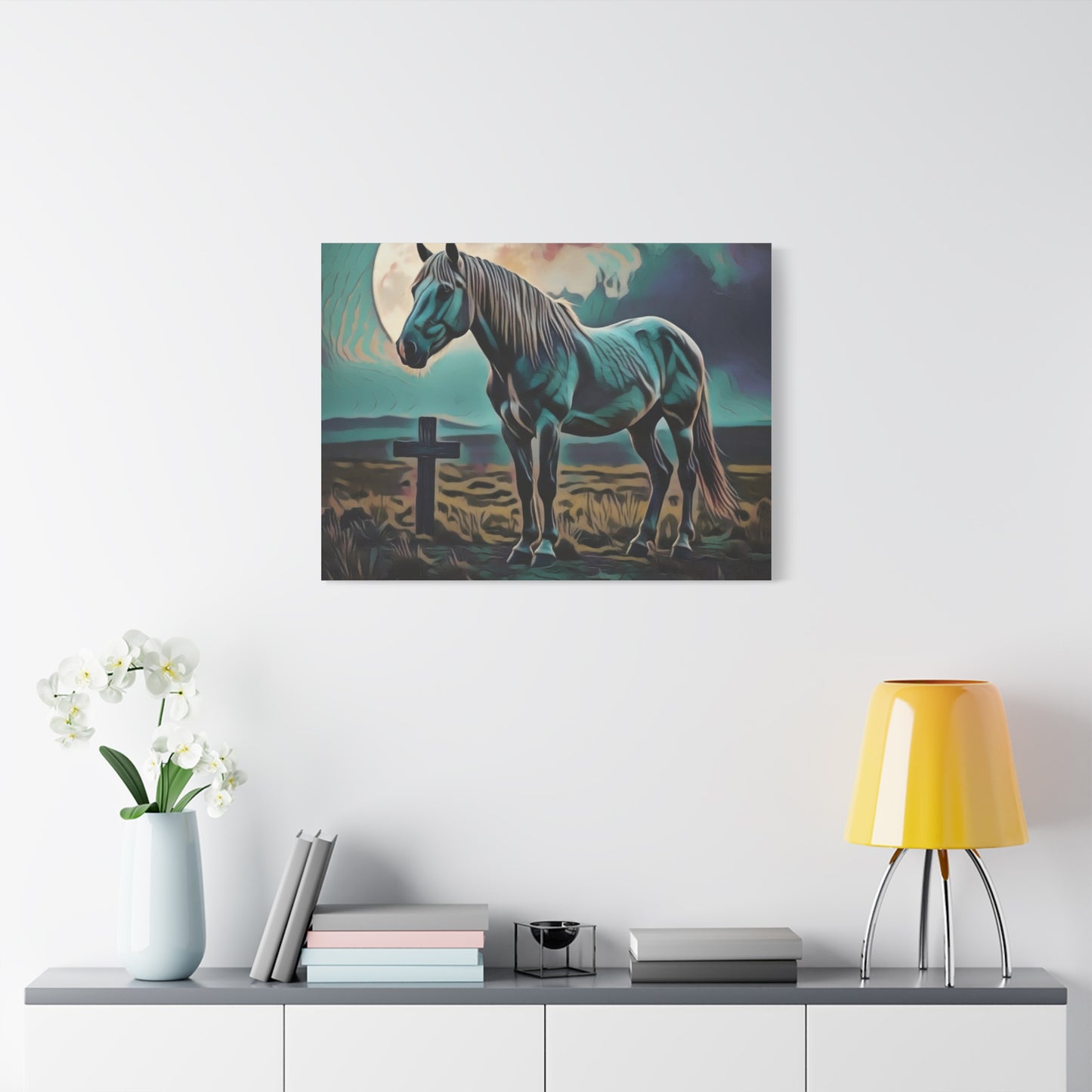 Mystical Horse Canvas Print, Barn Decor, Rustic Wall Art, Equestrian Gift, Farmhouse Decor, Ideal for Horse Lovers