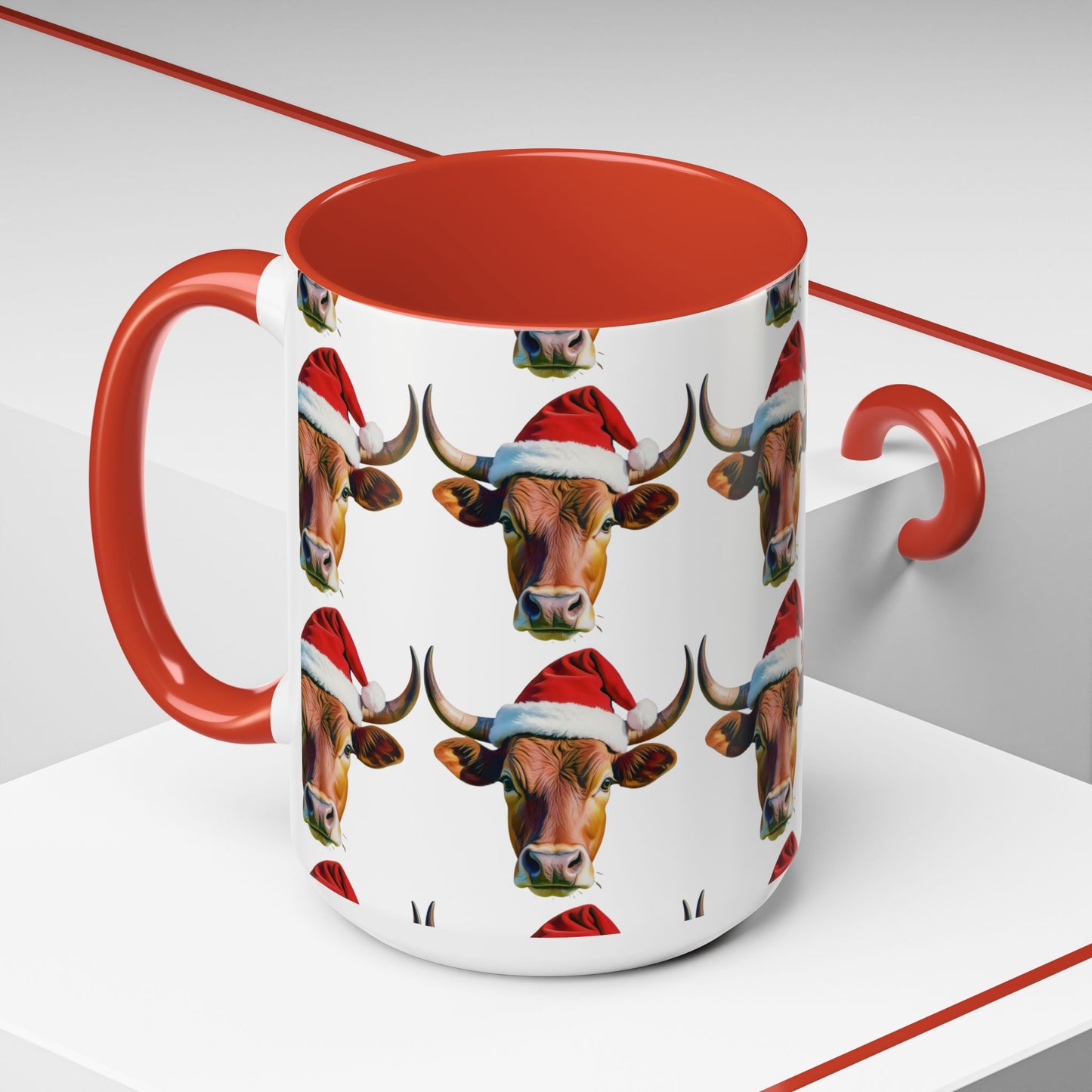 Festive Cow Mug: Cute Christmas Coffee Cup, Holiday Gift, Animal Lover Present, Cheerful Decor