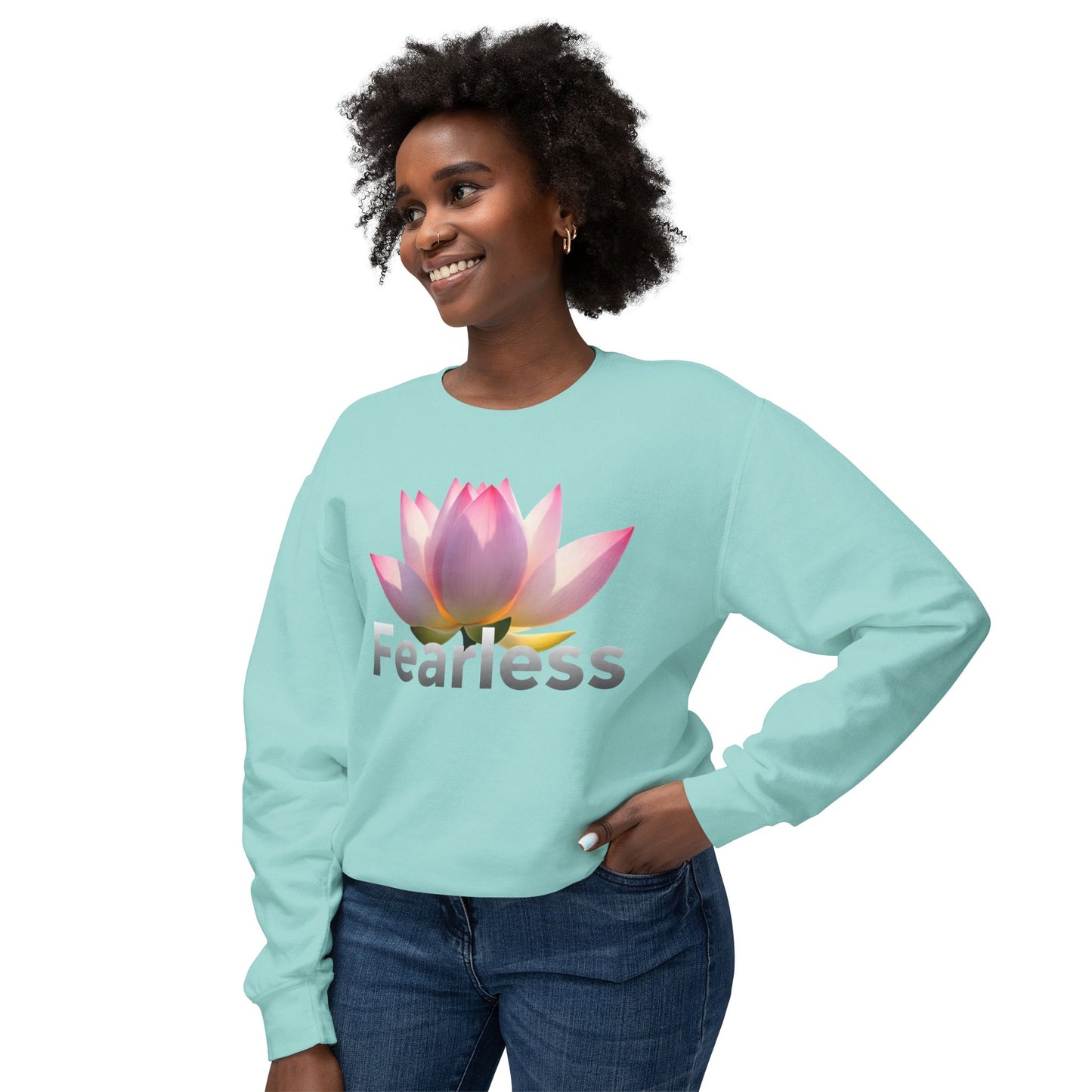 Fearless Lotus Unisex Sweatshirt, Inspirational Gift, Casual Wear, Mindfulness Apparel, Spring Fashion, Unique Layering Piece