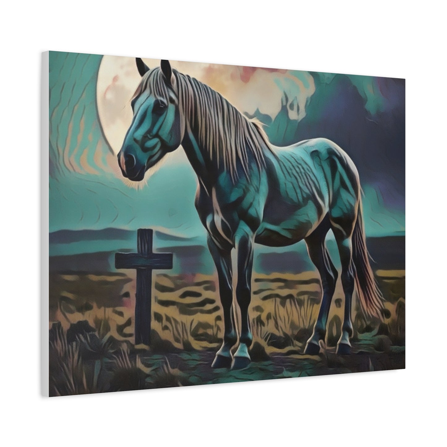 Mystical Horse Canvas Print, Barn Decor, Rustic Wall Art, Equestrian Gift, Farmhouse Decor, Ideal for Horse Lovers
