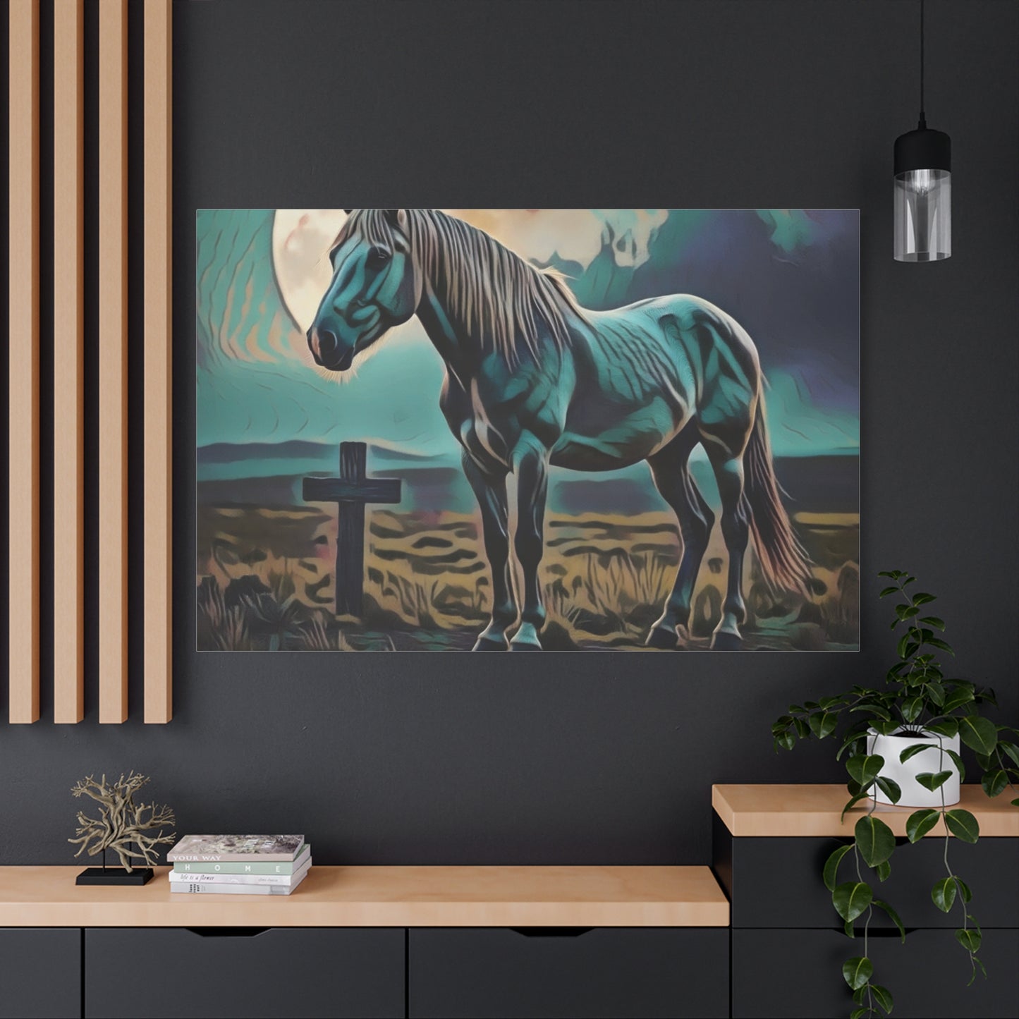 Mystical Horse Canvas Print, Barn Decor, Rustic Wall Art, Equestrian Gift, Farmhouse Decor, Ideal for Horse Lovers