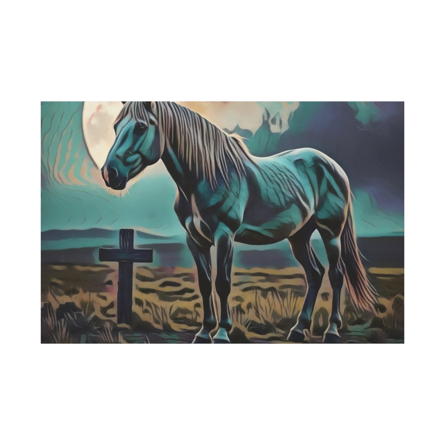 Mystical Horse Canvas Print, Barn Decor, Rustic Wall Art, Equestrian Gift, Farmhouse Decor, Ideal for Horse Lovers