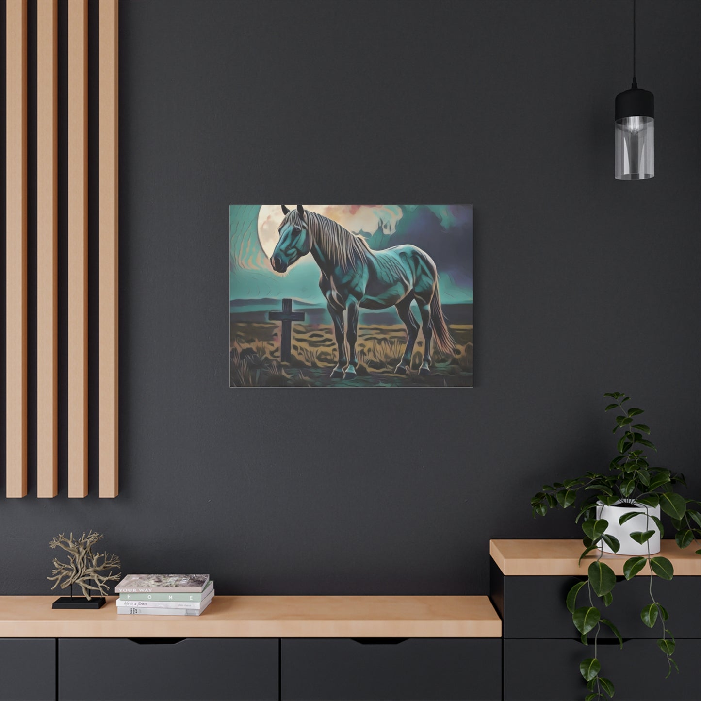 Mystical Horse Canvas Print, Barn Decor, Rustic Wall Art, Equestrian Gift, Farmhouse Decor, Ideal for Horse Lovers