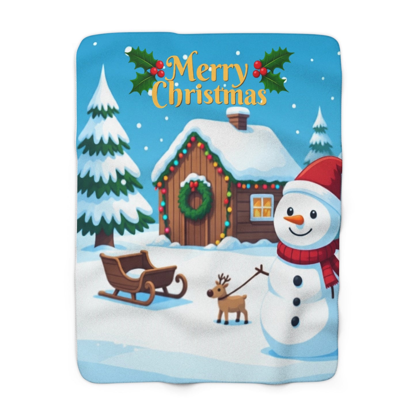 Cozy Holiday Sherpa Blanket, Christmas Decor, Snowman Throw, Warm Fleece Gift, Winter Home Accessory, Festive Comfort