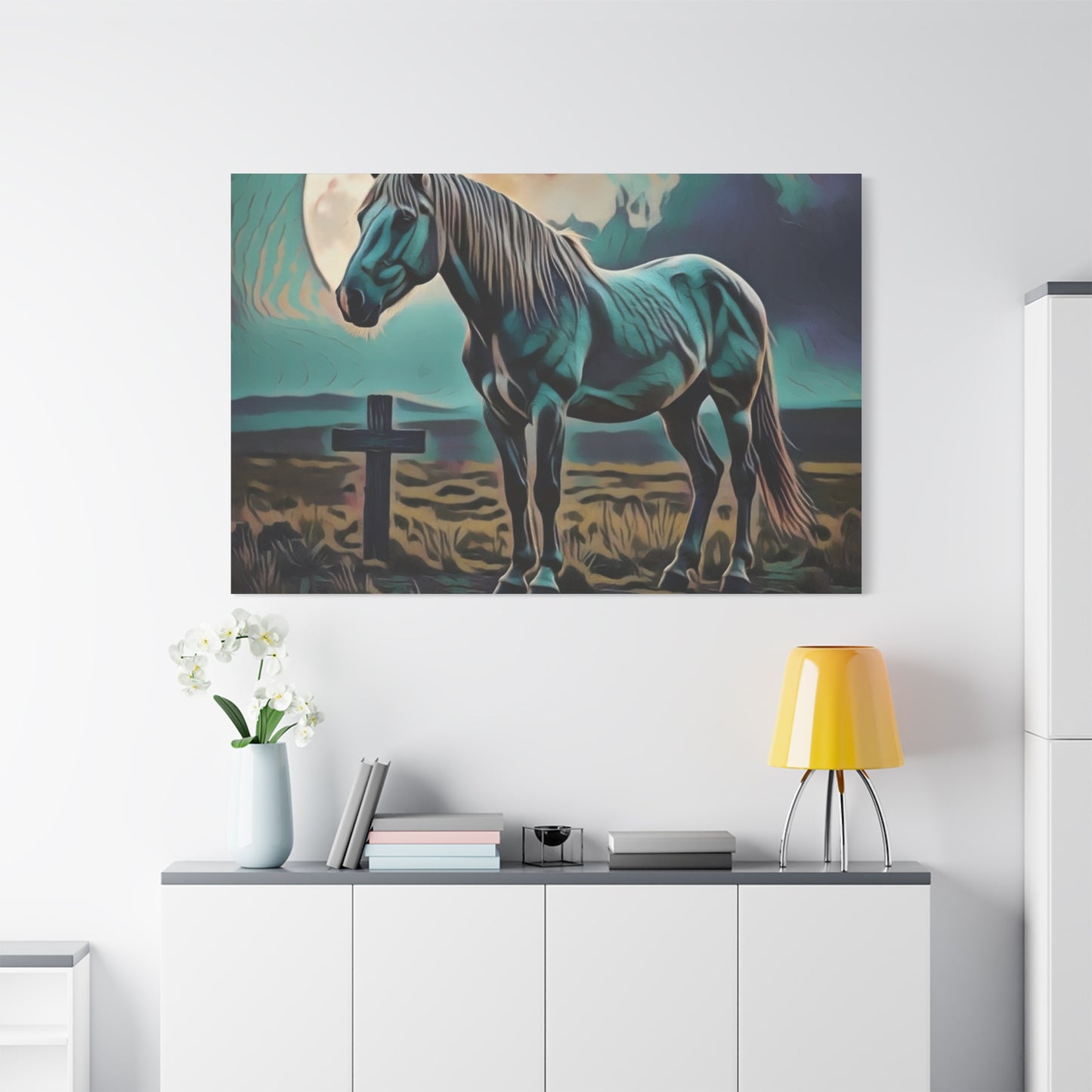 Mystical Horse Canvas Print, Barn Decor, Rustic Wall Art, Equestrian Gift, Farmhouse Decor, Ideal for Horse Lovers
