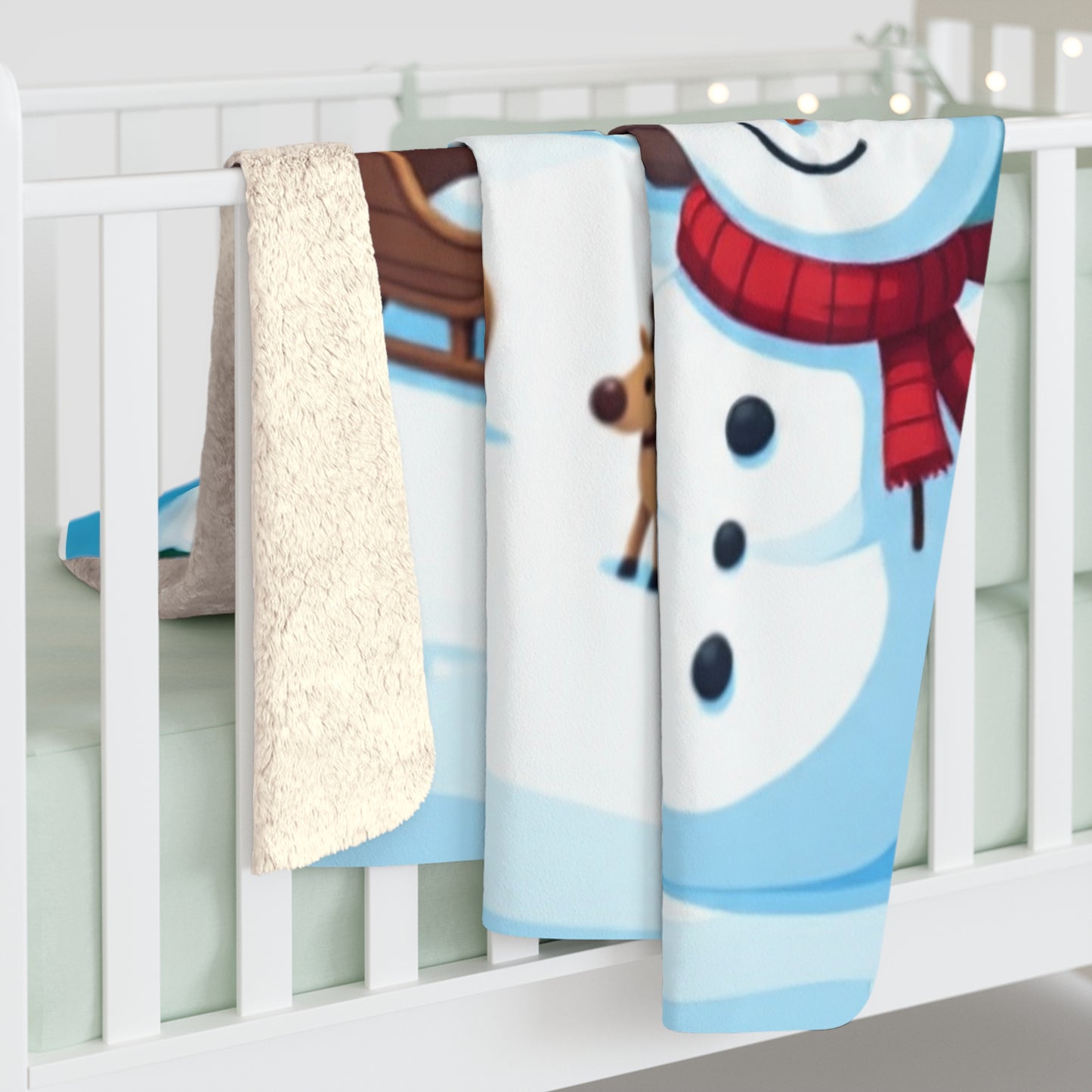 Cozy Holiday Sherpa Blanket, Christmas Decor, Snowman Throw, Warm Fleece Gift, Winter Home Accessory, Festive Comfort
