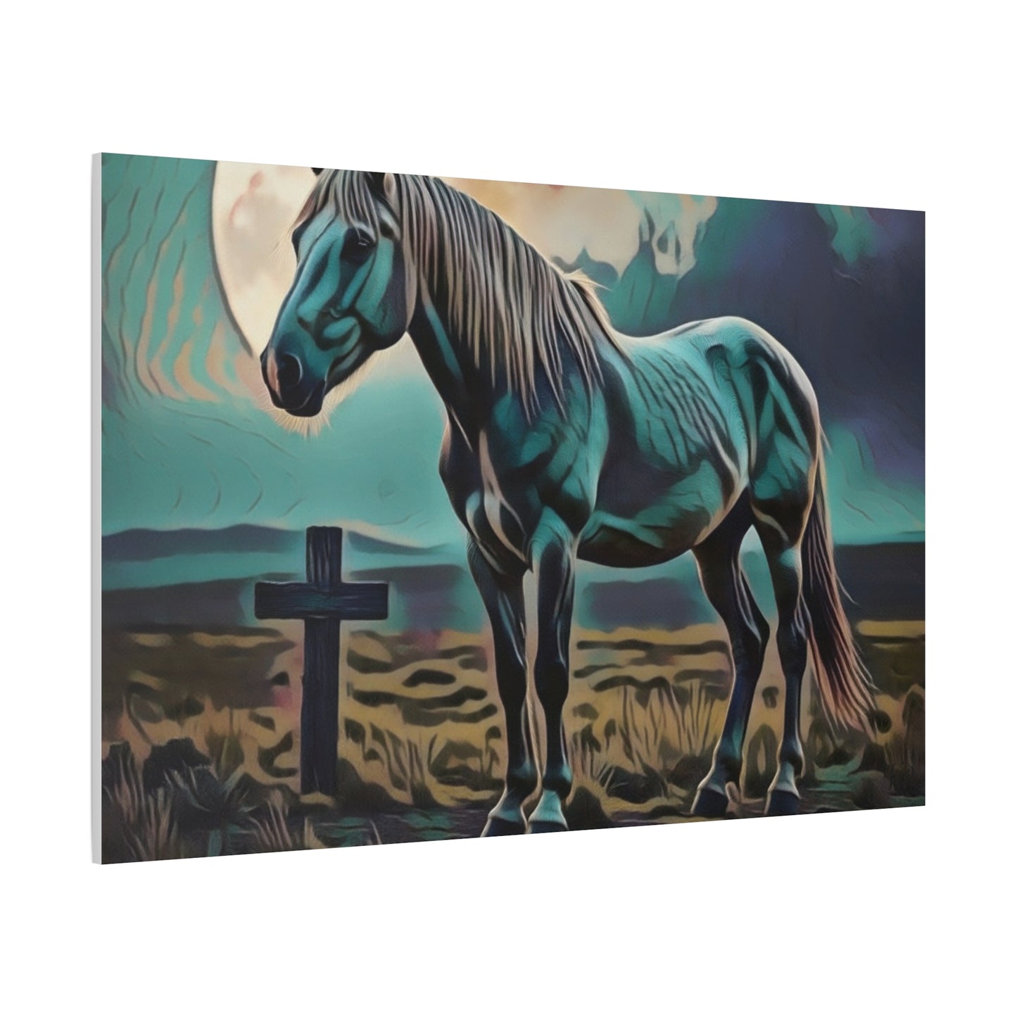Mystical Horse Canvas Print, Barn Decor, Rustic Wall Art, Equestrian Gift, Farmhouse Decor, Ideal for Horse Lovers