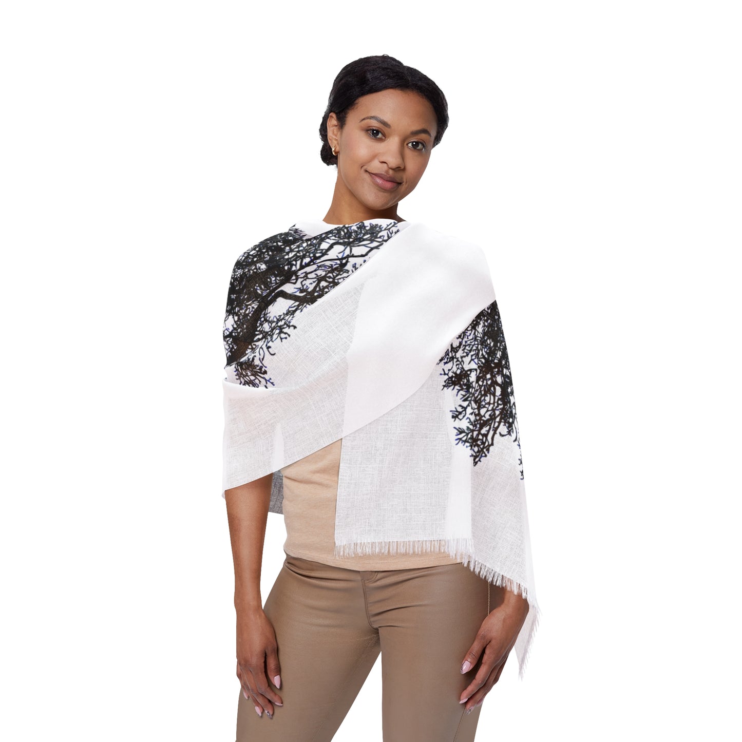 Elegant Tree Design Light Scarf, Lightweight Shawl, Fashion Accessory, Gift for Her, Casual Outerwear, Everyday Use
