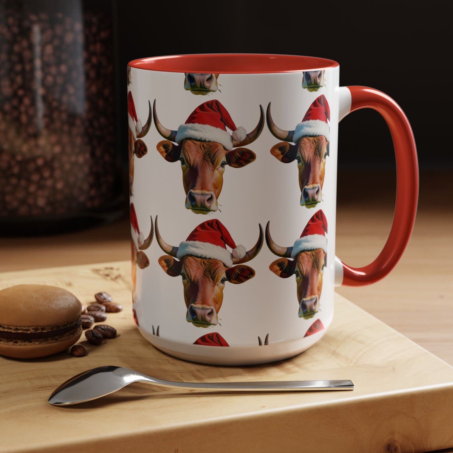 Festive Cow Mug: Cute Christmas Coffee Cup, Holiday Gift, Animal Lover Present, Cheerful Decor