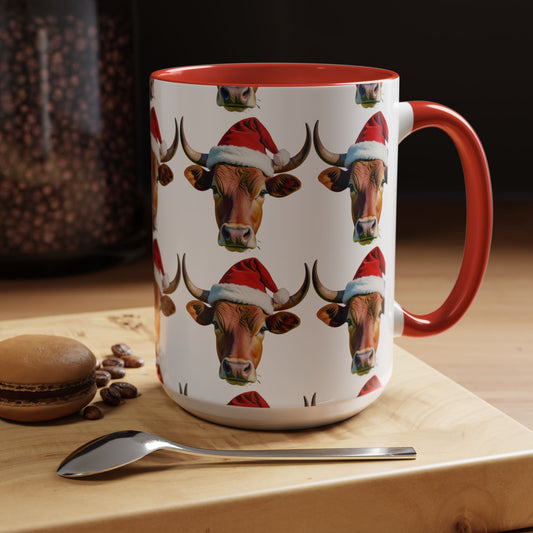 Festive Cow Mug: Cute Christmas Coffee Cup, Holiday Gift, Animal Lover Present, Cheerful Decor
