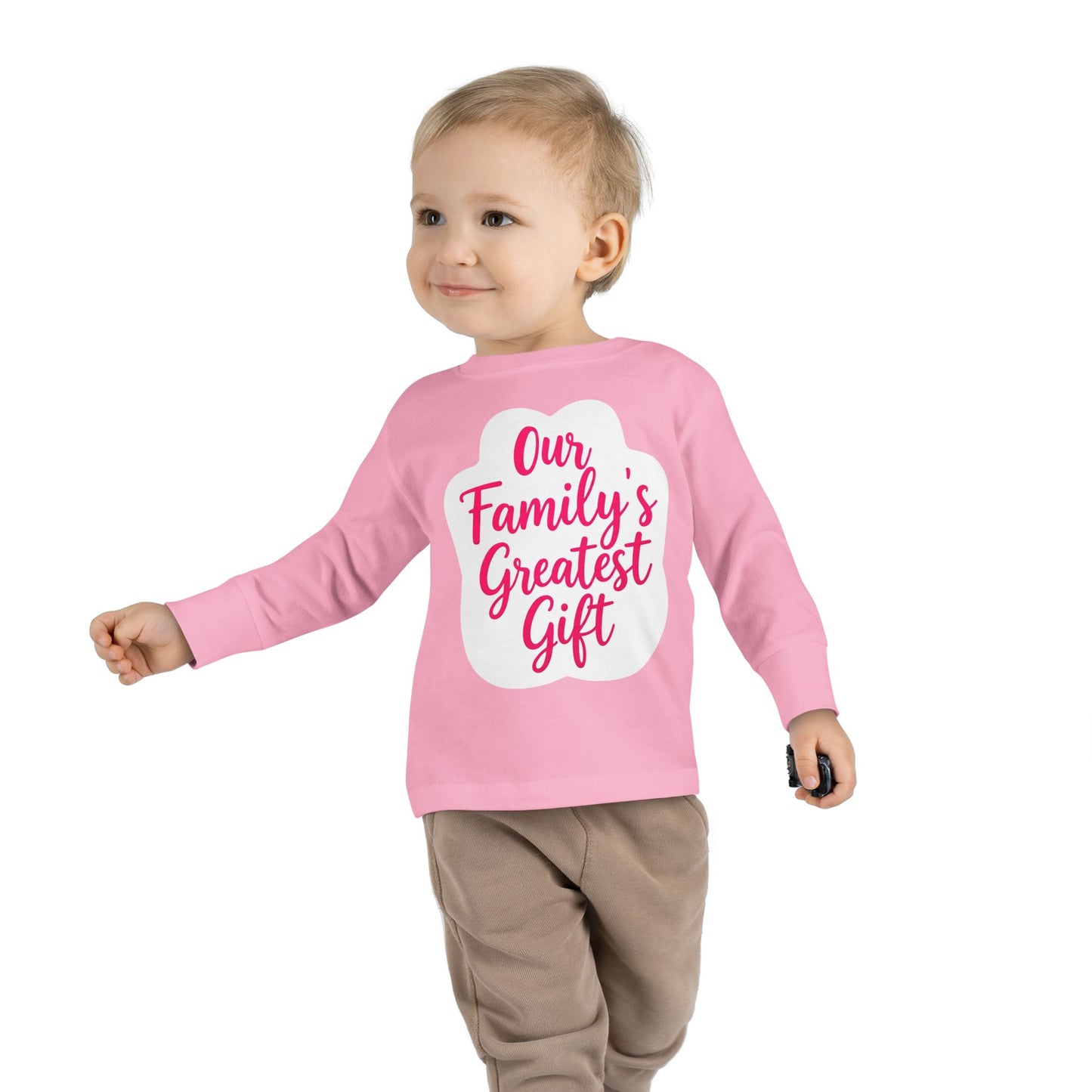 Toddler Long Sleeve Tee - 'Our Family's Greatest Gift', Cute Baby Shirt, Toddler Gift, Birthday Outfit, Baby Shower Apparel