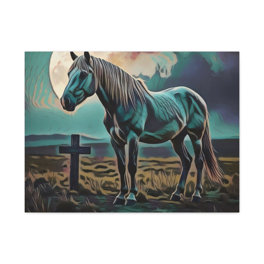 Mystical Horse Canvas Print, Barn Decor, Rustic Wall Art, Equestrian Gift, Farmhouse Decor, Ideal for Horse Lovers