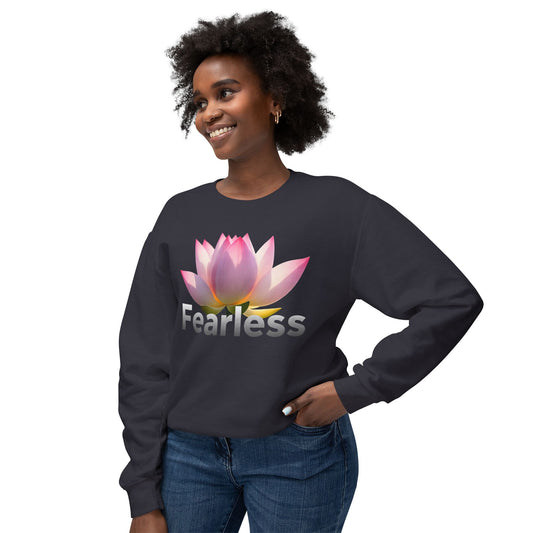 Fearless Lotus Unisex Sweatshirt, Inspirational Gift, Casual Wear, Mindfulness Apparel, Spring Fashion, Unique Layering Piece